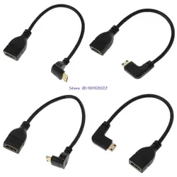 90 градусов угловой мини USB HDMI мужчин и женщин HDMI для расширения данных Кабельный 21 см