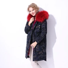 Factory direct supply Thickening Rabbit Fur Liner winter new women Parkas Real Fur coat Genuine Leather Raccoon Dog Fur Collar