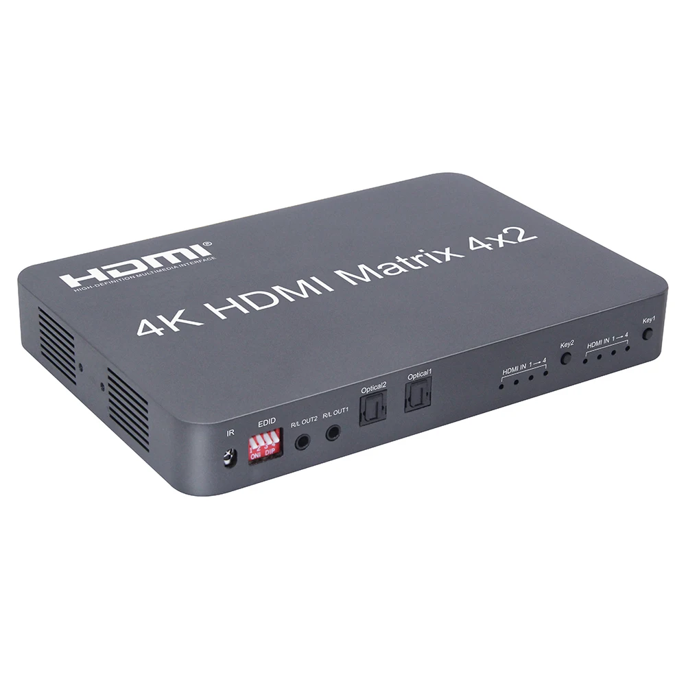 4K HDMI Matrix 4x2 EDID 3840*2160/30 Гц поддерживает независимые аудиовыход с помощью