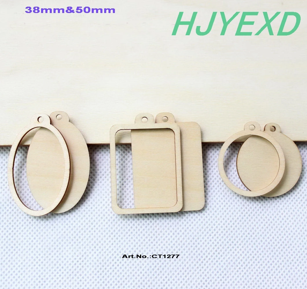 

(5pcs each) 38mm x 50mm Assorted Wooden Necklace Oval Rectangle Round Pendants Wood Frame Charms Laser Cut -CT1277