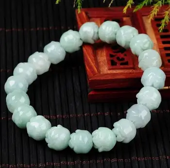 

Free Shipping New Style Natural Jade (Jadeite) Beauty Flower Beads Link Bracelet 10x10mm