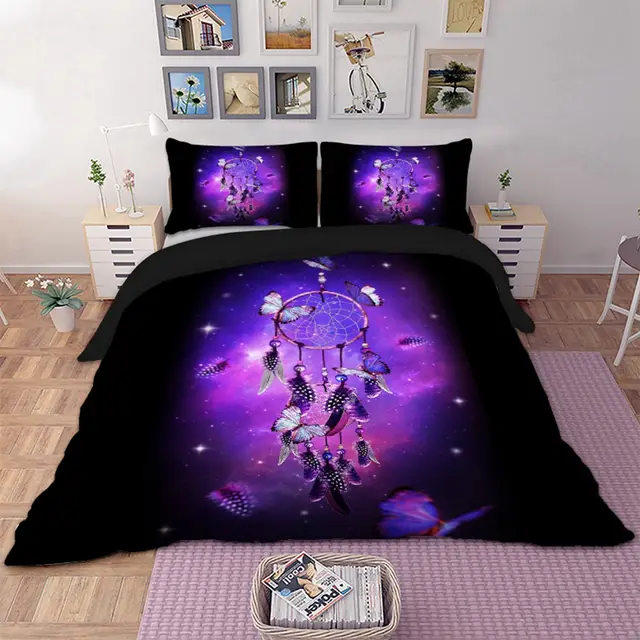 Butterfly Dream Catchers Bedding Purple Duvet Cover With