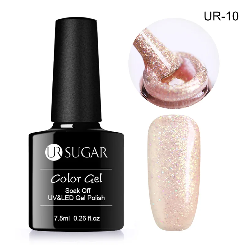 UR SUGAR 7.5ml Shimmer Glitter Gel Nail Polish Brown Pink Color Nail Art Gel Lacquer Soak Off UV Gel Varnish Matte Effect Gel - Цвет: Iridescence 10