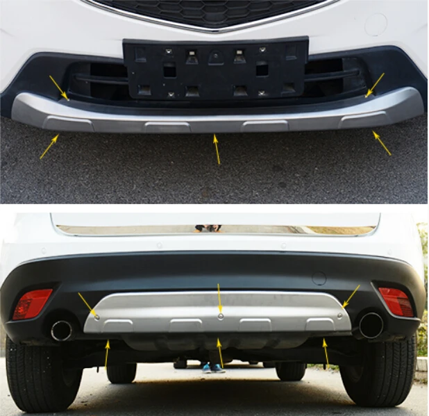 2PCS Front + Rear Bumper Protector Guard Skid Plate For Mazda CX 5 CX5