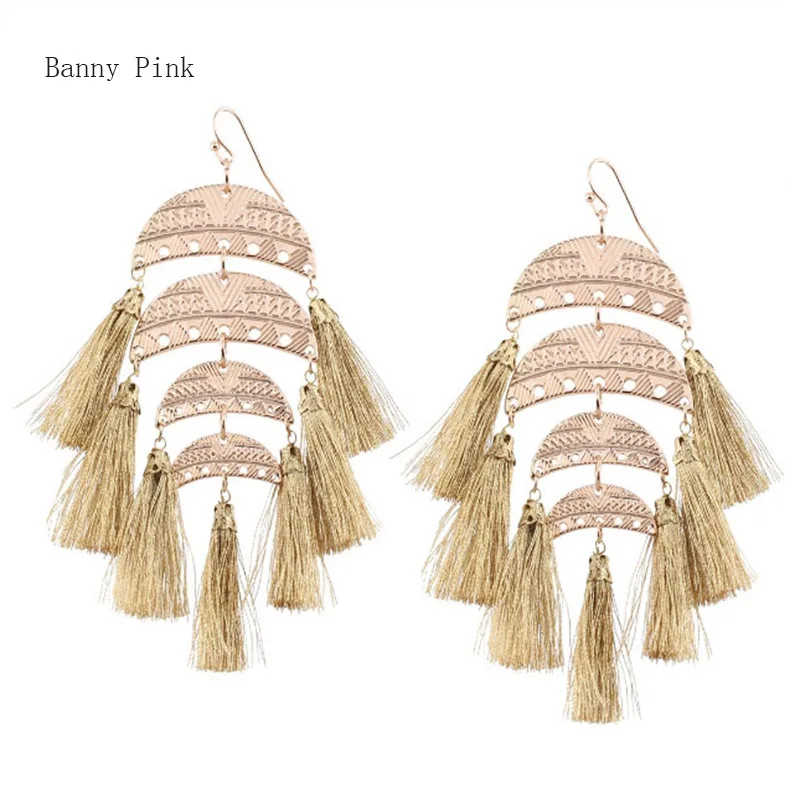 Bohemia Tassel Pendant Drop Earrings For Women Ethnic Alloy Layer Statement Fishhook Fashion Jewelry Pendietes Bijoux | Украшения и