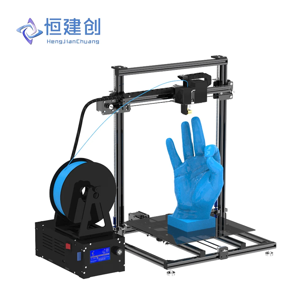 

HCmaker7 Large 3D Printer Kit MK9 Extruder Dual Rail Multi-Language 3D Printer DIY With Independent 3D Print Control Box Control