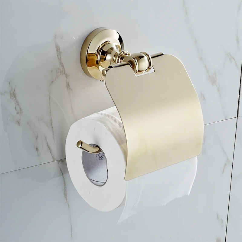 MAIDEER Bathroom accessory Luxury Gold Polished Roll Toilet Paper