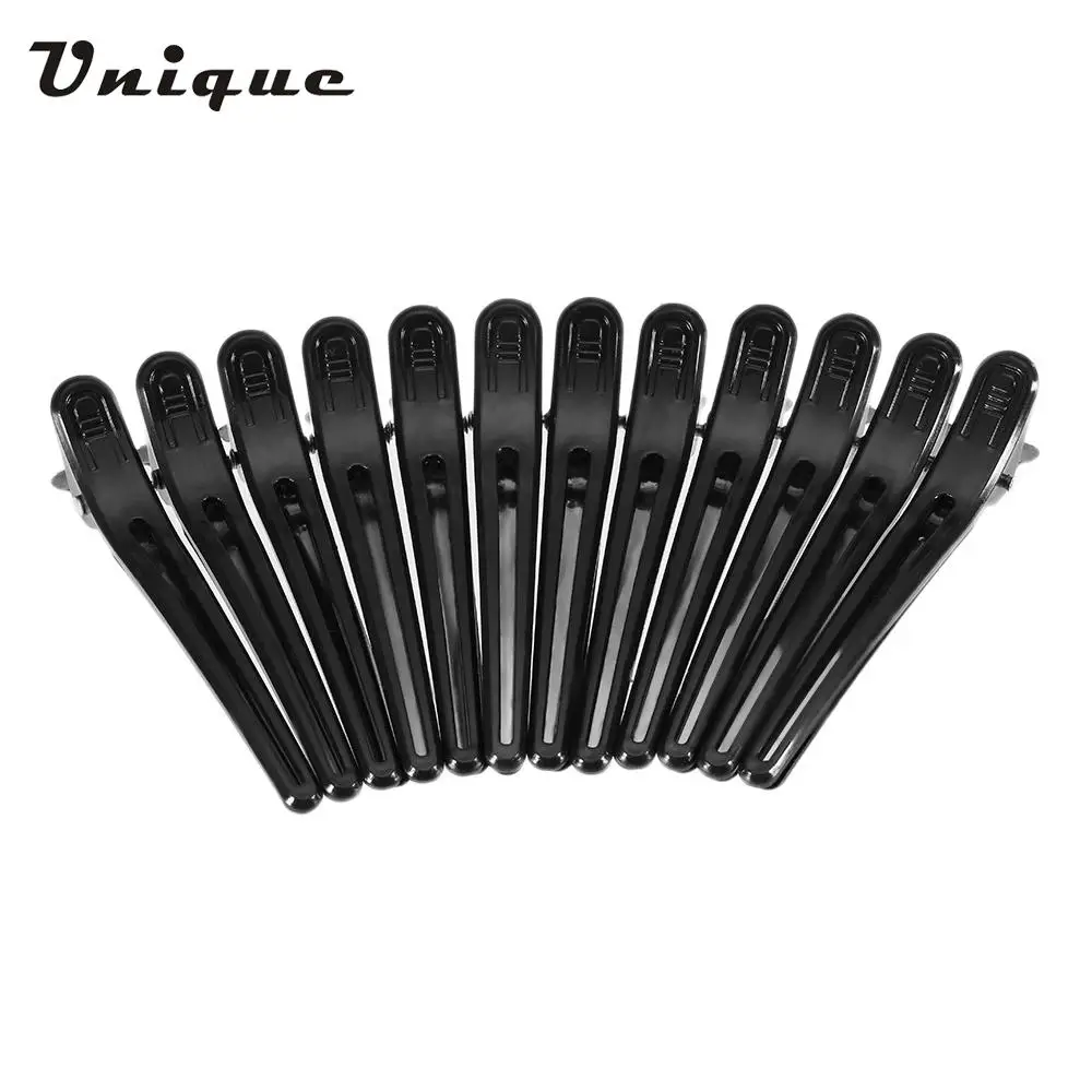 12Pcs Black Hair Grip Clips Hairdressing Sectioning Cutting Hair Clamps Clip Professional Plastic Salon Styling Hair Clips