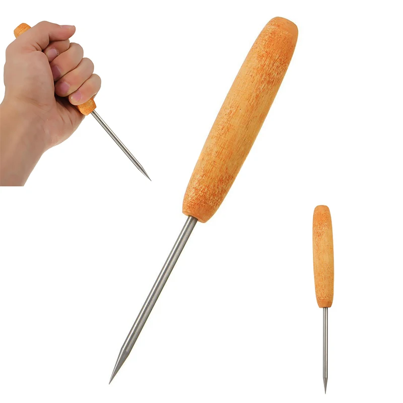 1pc x Stainless Steel Ice Pick Crusher with Wooden Handle Party Home Bar Pub Tool