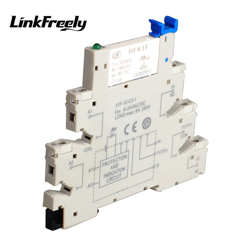 HF41F 24-ZS 10 шт. вставной печатной платы крепление электромагнитное реле катушки с держателем 24 В DC 6A 5Pin HF41F-24-ZS контакт релейный модуль