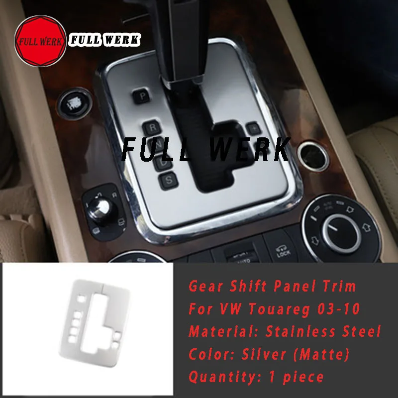 Gear Shift Panel Tri Нержавеющая сталь матовый серебристый автомобильный Стайлинг внутренняя отделка Декоративная наклейка крышка рамка Декор подходит для VW Touareg 03-10 аксессуары - Название цвета: Gear Shift Panel Tri