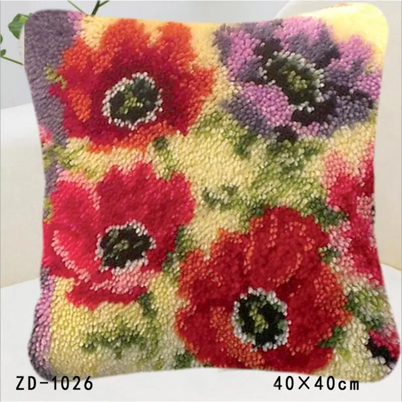 Pillow Flower Knitting Knooppakket Tapestry Cushion Kit Latch Hook Rug
