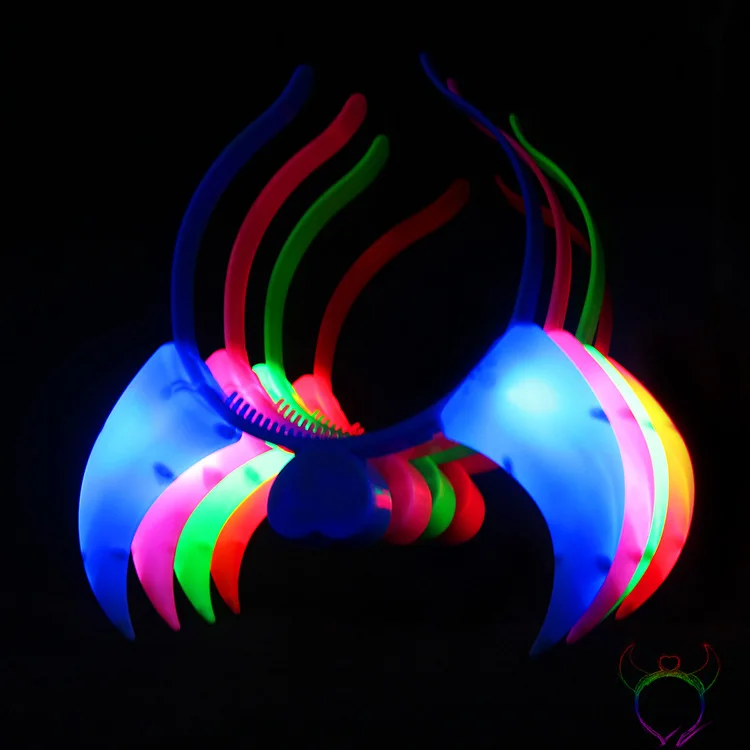 Glowing Horn Hair Hoop Party Headdress The Devil Horns Lights Opening Gifts Toys Wholesale Stalls