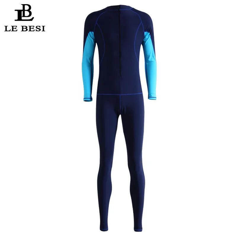 

LEBESI 2017 Professional One Piece Swimsuit Man's Swimwear Longer Pants Swimming Surf Board Sportswear With Sleeves Rash Guards