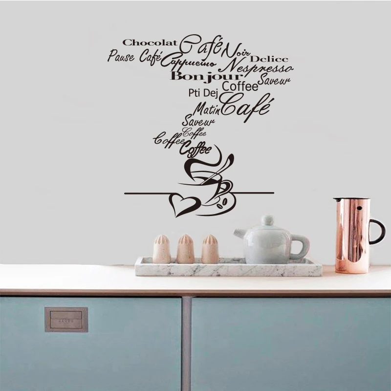 Наклейка французская кухня кафе виниловая настенная аппликация настенное искусство съемные обои кухня домашний Декор украшение дома DD0343