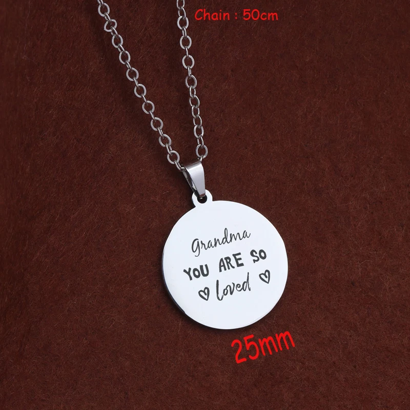 For Grandma Exclusive Necklace Gift Engraved You Are So Loved Round Mirror Style From Grandchild Jewelry |
