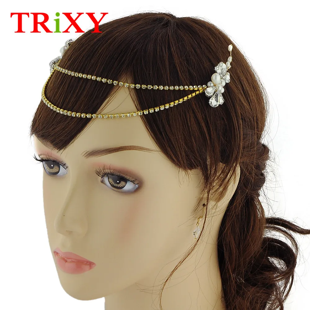 TRiXY H96 женские расшитые стразами Свадебные головной убор с расческой Удивительные Свадебные аксессуары жемчуг бисером свадебные головные аксессуары