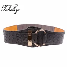 New Fashion Cowskin leather Wide belts for Women Hasp Elastic Patent Leather Female Belt Girls girdle