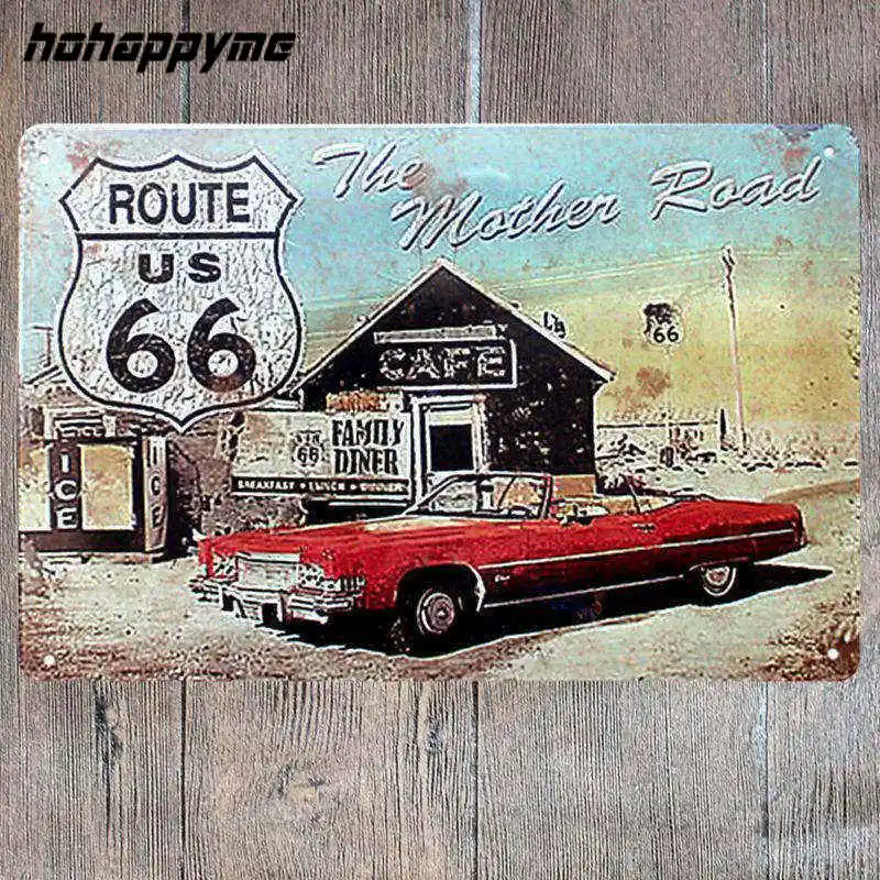 Плакат Route 66 Декор металлическая вывеска украшение оловянные тарелки ретро металлические вывески настенная доска винтажный пивной Декор для дома 20*30 см