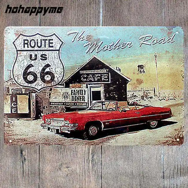 Poster Route 66 Decor Metal Sign Decoration Tin Plates Retro Poster Route 66 Decor Metal Sign Decoration Tin Plates Retro Signs Wall Art Plaque Vintage