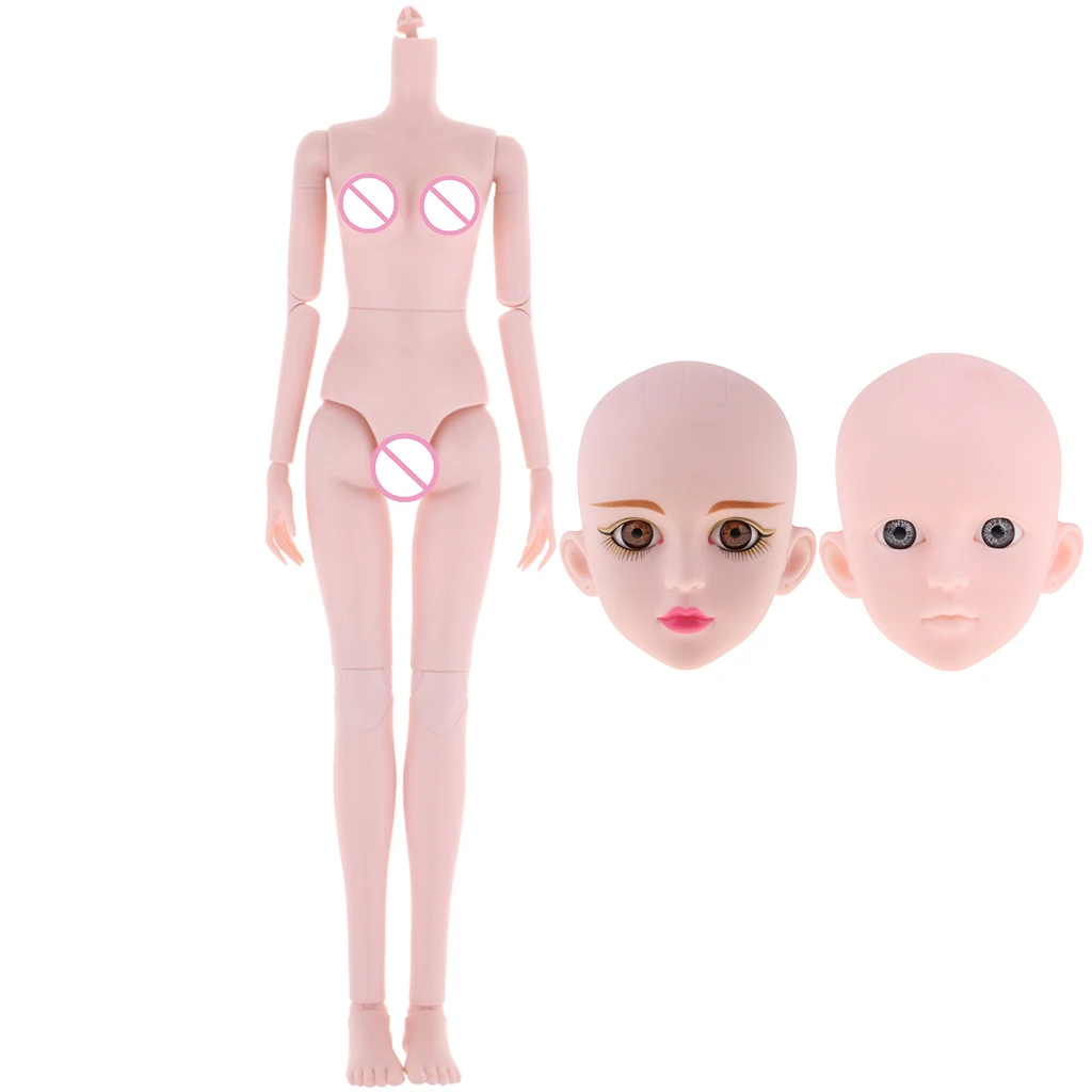 3pieces Jointed Body with Gray Brown Eyes Head Model for 1/4 BJD XinYi Doll Accessories