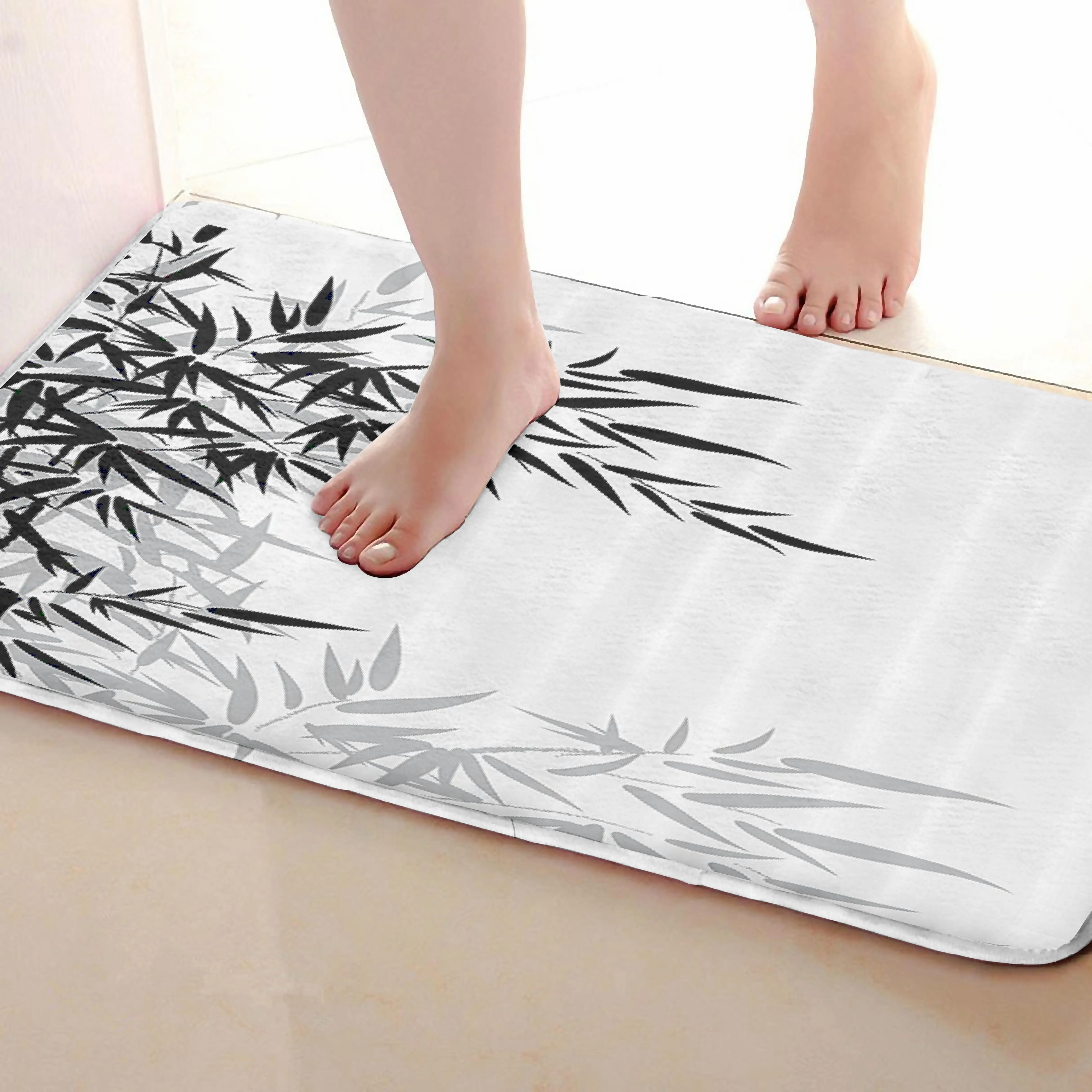 Бамбуковые стильные коврики для улицы, забавные Противоскользящие коврики для ванной, дверные коврики, дверные коврики под входную дверь