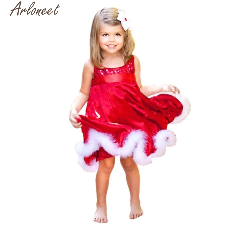 

ARLONEET Princess Dresses Baby Girls Kids Christmas Party Red Paillette Tutu Dresses Xmas Gift FE5 2019