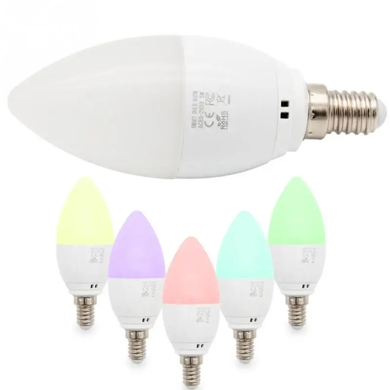 E14 Wi-Fi светодиодные Ламповые свечи Спальня домашний свет Rgb 5 W светодиодная смарт-лампочка для Alexa Google