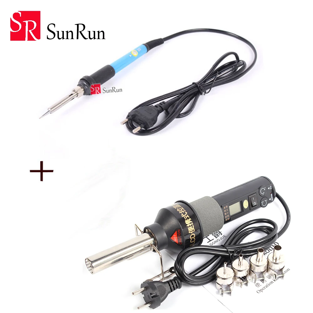 

Digital LCD Adjustable Electric soldering iron + Hot Air Gun Desoldering Soldering 450W for Welding repair kit SET