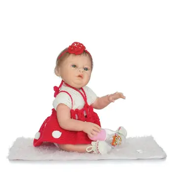 50 cm Chubby Realistic Reborn Baby Dolls for Girls 20'' Full Silicone Body in red dress Baby Doll with Pacifier Fashion Bonecas 2