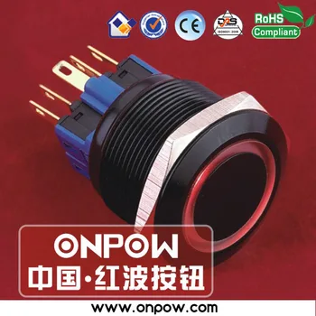 

ONPOW 25mm 2NO2NC black momentary illuminated pushbutton switch GQ25-22E/R/12V/A