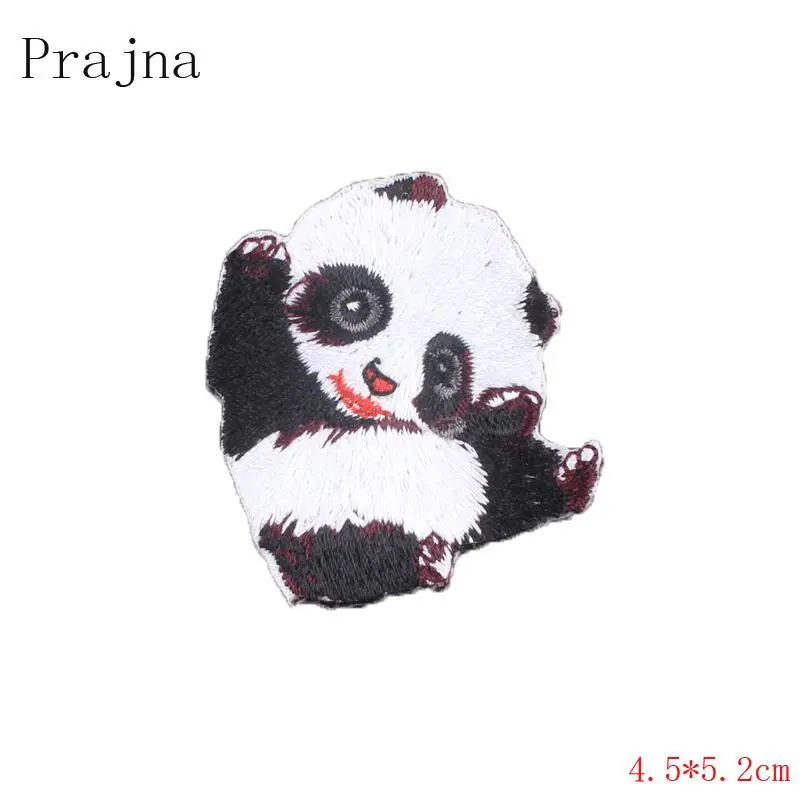 Prajna Милая панда собака тигр кошка нашивка значок дешевые вышитые железные на мультфильм нашивки для одежды наклейки ткань DIY Аппликация - Цвет: Многоцветный