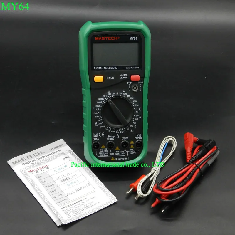 Digital Multimeter MASTECH MY64 AC/DC DMM Frequency Capacitance Temperature Meter Tester w/ hFE Test Ammeter Multitester digital multimeter w temperature capacitance frequency test lcr meter ammeter analog multitester