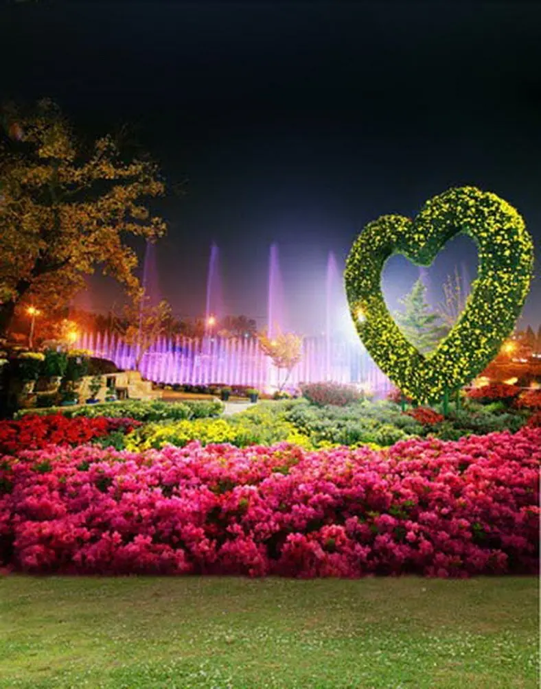 

Meadow Green Heart Love Pink Flowers Photography Backdrops Photo Props Studio Background 5x7ft