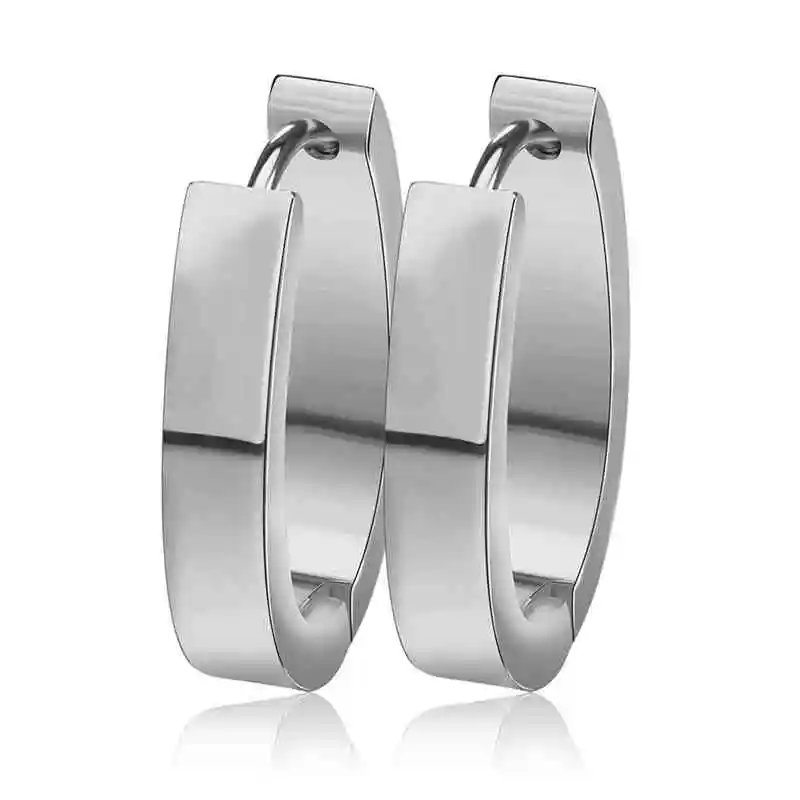 AMOURJOUX, нержавеющая сталь, золото/серебро, матовая поверхность, маленькие 13 мм Серьги-кольца для женщин и мужчин, серьги-обручи, подарок - Окраска металла: HOBSE032-W