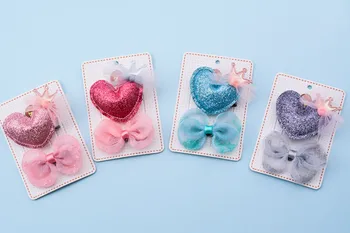 

Boutique 20pcs Fashion Cute Glitter Tiaras Heart Hairpins Hair Clips Solid Star Gauze Bow Hair Ties Elastic Hair Bands Headwear