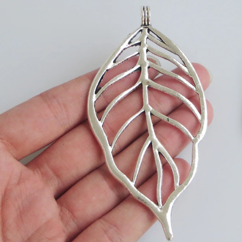 

3PCS Large Open Hollow Leaves Leaf Charms Pendants for DIY Necklace Making Jewelry Findings 95x46mm