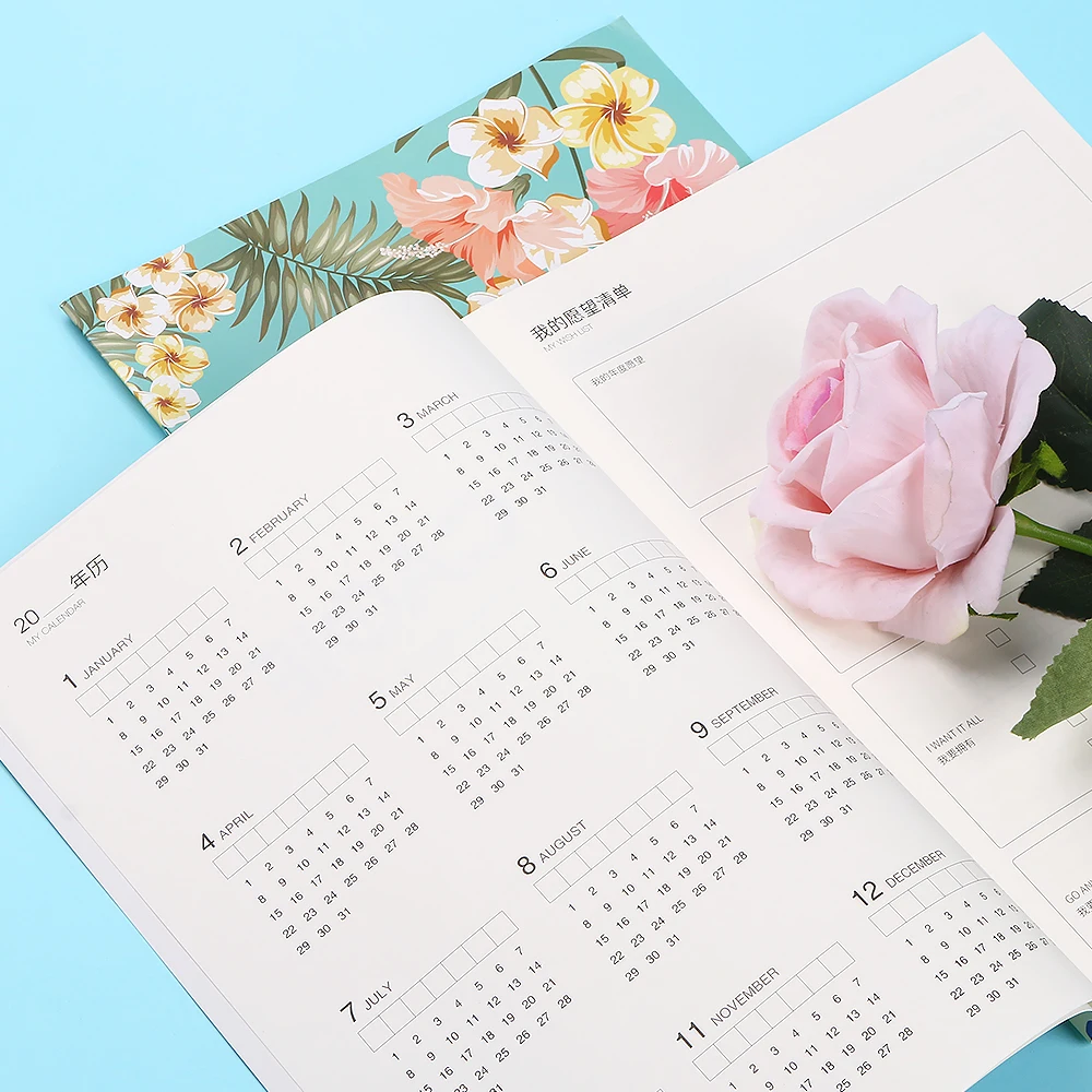 

365 A4 Agendass Flower Design Schedule Notebook Monthly Planner Organizer Diary A4 Agendass sketchbook