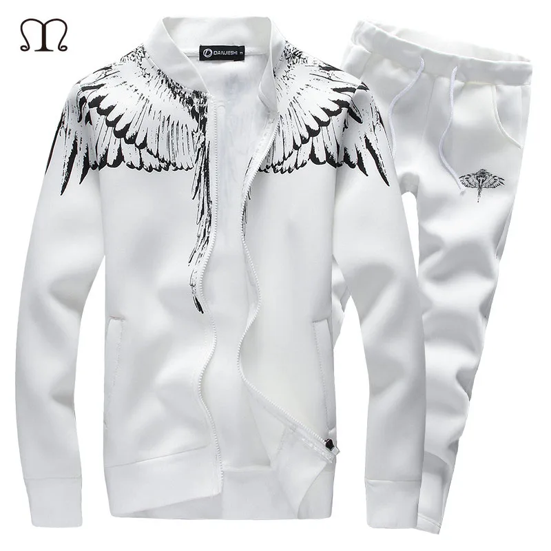 

Mens Winter Casual Wing Print SportSuit Set Hoodies Sweatshirt Hip Hop Men Tracksuit Brand Clothing Sudaderas Hombre Sportswear