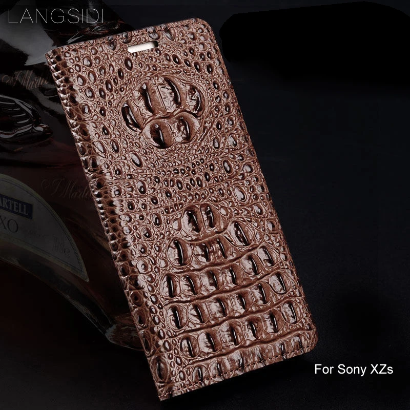 Чехол-книжка JUNDONG из натуральной кожи с текстурой крокодиловой для Sony XZs чехол