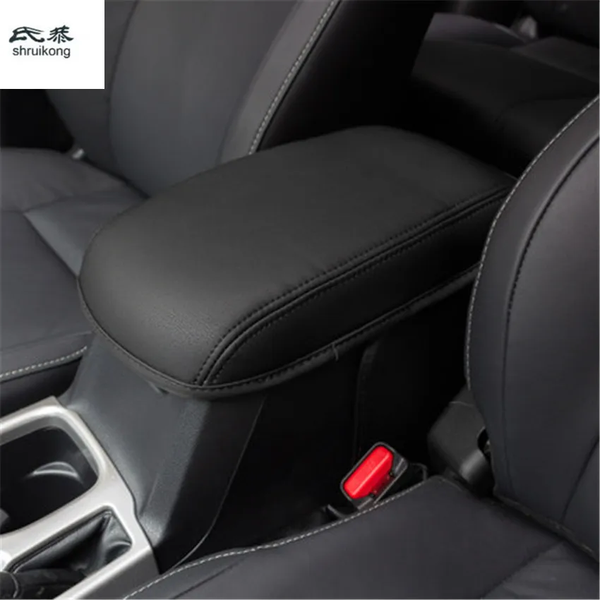 

Free shipping high quality 1pc for 2014-2017 Toyota RAV4 PU leather car stickers car accessories armrest box protection cover