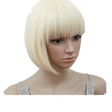 Парик блонд Fei-Show синтетические термостойкие короткие волнистые волосы, парик Pelucas косплей костюм косплей мультфильм ролевые короткие волосы боб