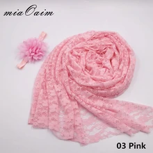 80*50 см растягивающиеся обертывания с повязкой на голову(комплект) Новорожденный ребенок фотографии реквизит ручной работы кружева шарф Одеяло Для Новорожденных Обертывание пеленок