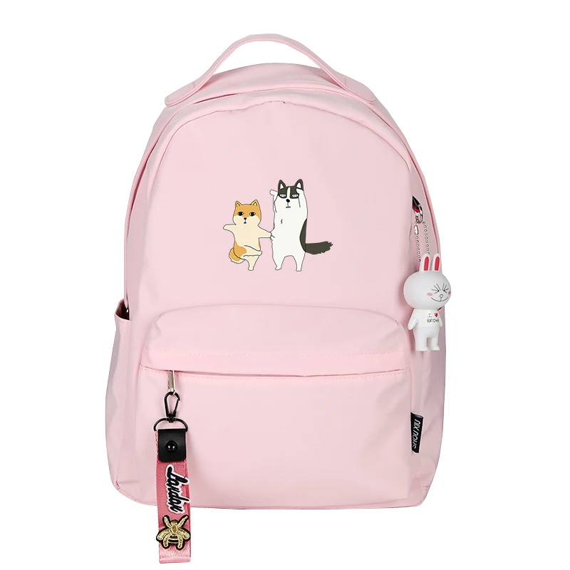 

Doge Husky Shiba Inu Printing Backpack Women Cute Backpack Kawaii Emoji Travel Backpack Canvas School Bags for Teenage Girls