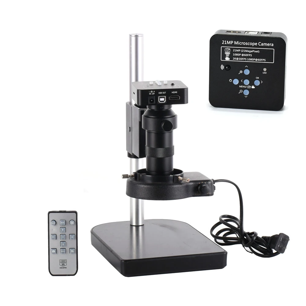 Full HD 21MP 2 K 60FPS 1080 P HDMI USB Industriële Digitale Solderen Microscoop Camera 100X C-mount Zoom lens voor Telefoon PCB Reparatie