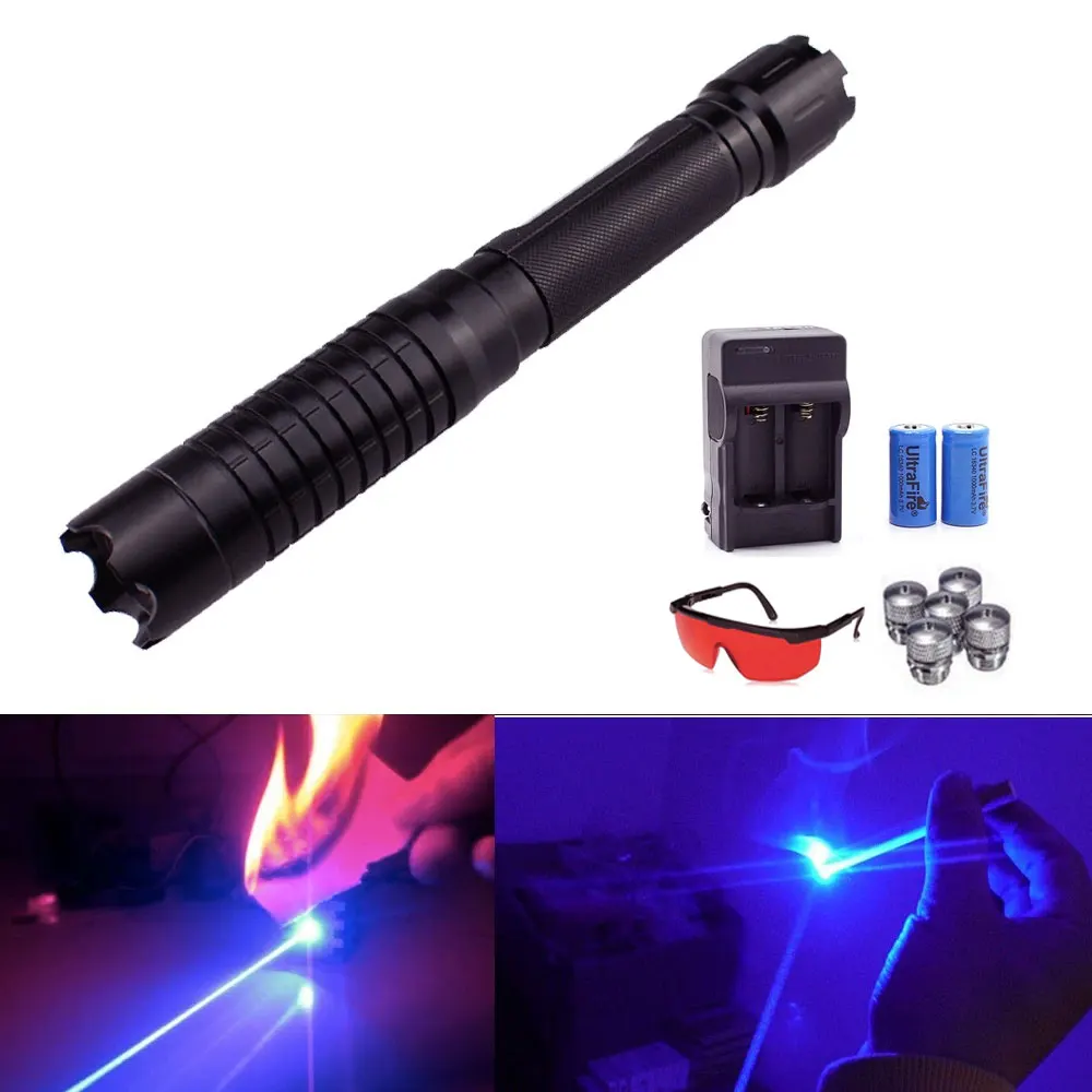 5mW Thor High Power 450nm Blue Laser Lights Pen BURN Light Military Full Set Kit 