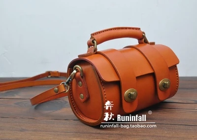 AETOO оригинальная кожаная мини-сумка ручной работы в стиле ретро, маленькая круглая сумка-мессенджер из воловьей кожи, женская сумка - Цвет: 4