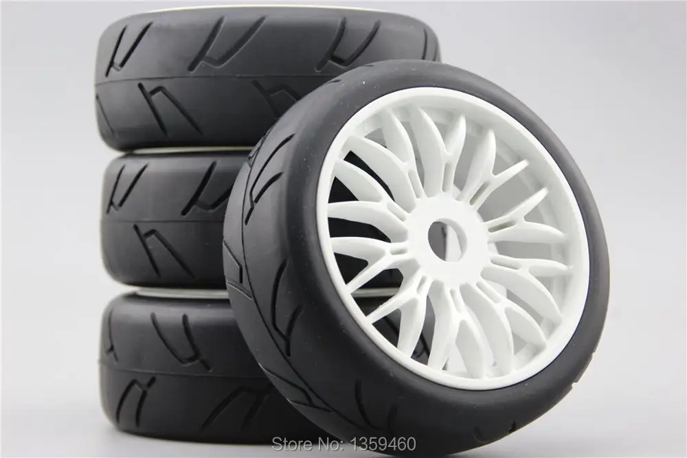 4pcs 1/8 Buggy Tire(Ninjia) On Road Tyre 15% Reinforced Nylon Wheel (White)fits for 1/8 Buggy GT XO-1 1/8 Tire 22045+26002