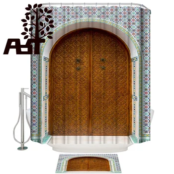 

Art Store Wooden Arch Bathroom Mat With Shower Curtain Shower Curtain Doormat Sets 2 Piece Bathroom Set Bathroom Decor Set