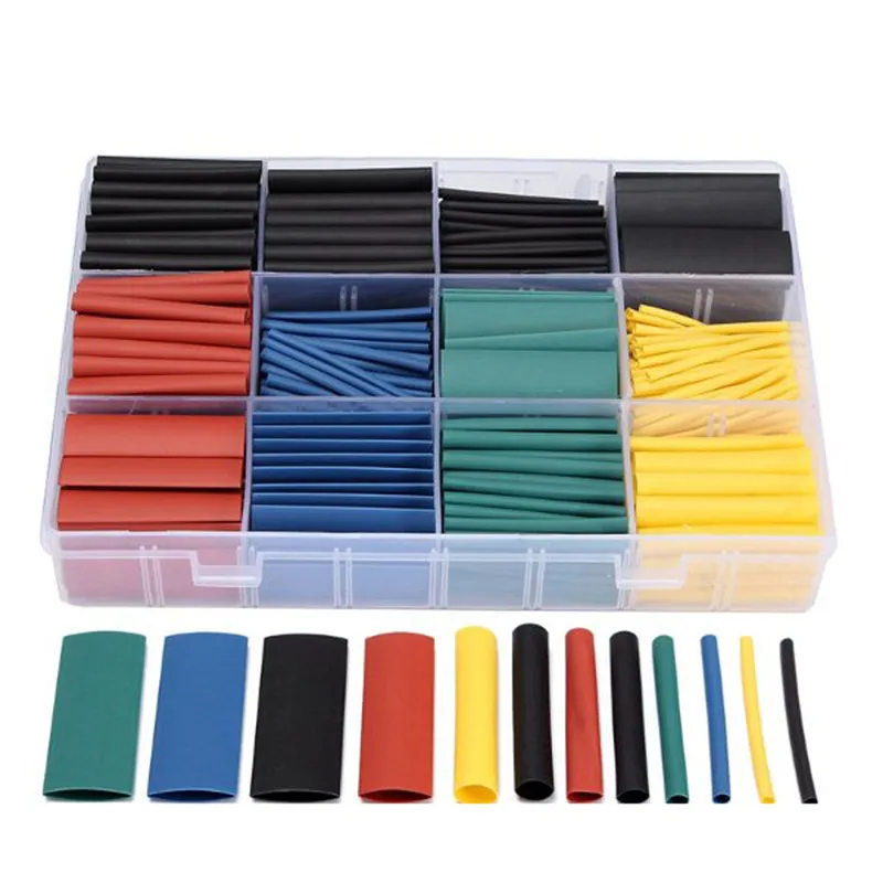 

530pcs/set Heat Shrink Tubing Insulation Shrinkable Tube Assortment Electronic Polyolefin Ratio 2:1 Wrap Wire Cable Sleeve Kit